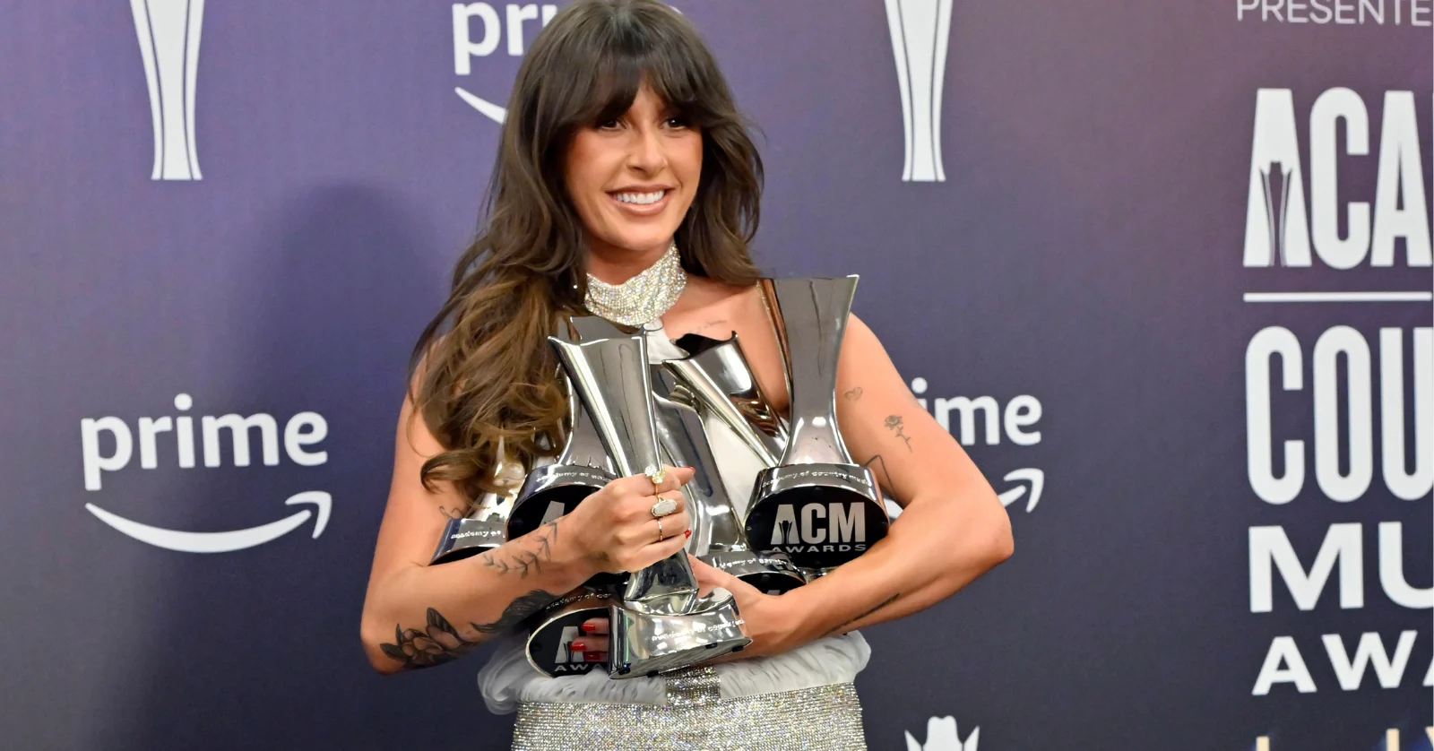 A country music award trophy on stage, representing the winners of the 2026 ACM Awards