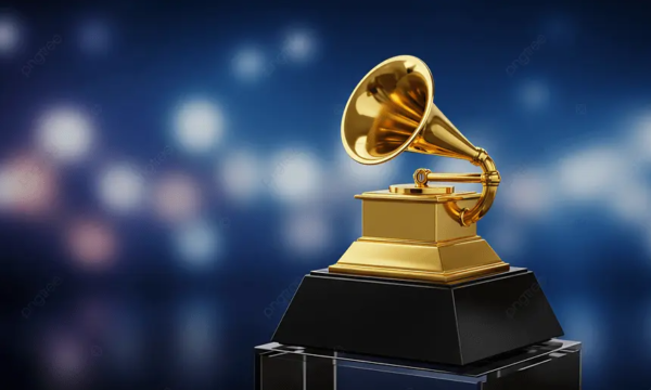 A Grammy Award trophy displayed on stage, representing the ceremony's winners and the debates that follow each year