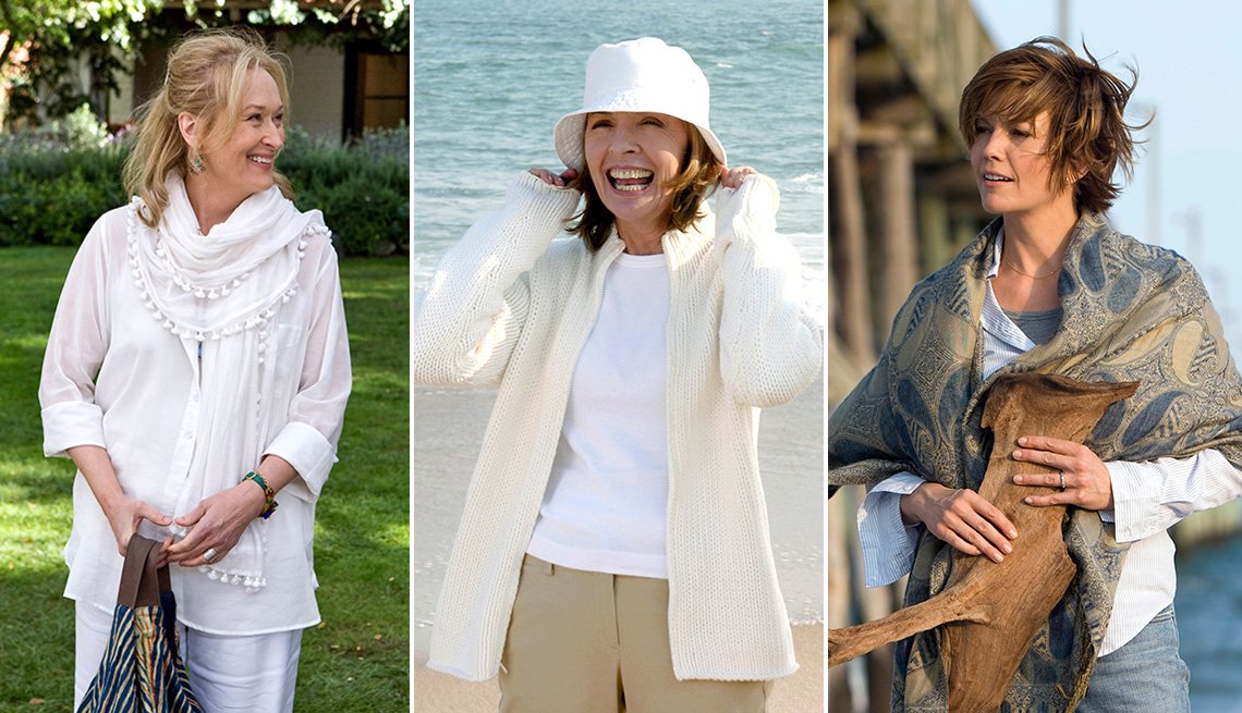 A styled interior and outfit representing the "coastal grandmother" aesthetic, illustrating how internet aesthetic labels define lifestyle trends