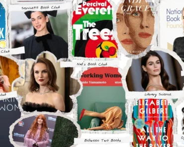 A stack of books featured in a celebrity book club selection, representing the crossover between celebrity culture and publishing