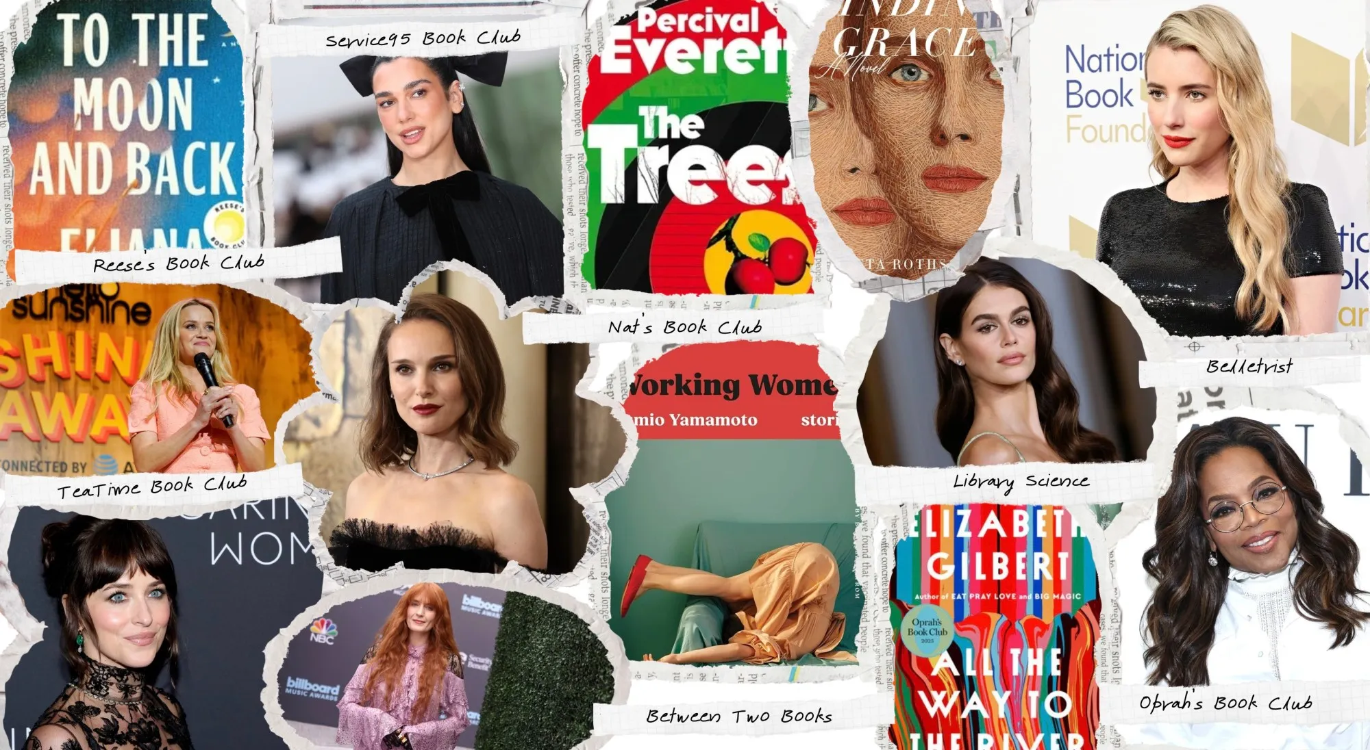 A stack of books featured in a celebrity book club selection, representing the crossover between celebrity culture and publishing