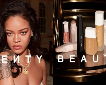 A diverse range of Fenty Beauty foundation shades, representing the brand's impact on inclusivity across the fashion and beauty industry