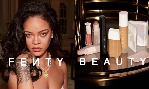 A diverse range of Fenty Beauty foundation shades, representing the brand's impact on inclusivity across the fashion and beauty industry