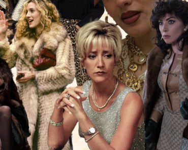A glamorous outfit featuring a fur coat and gold jewelry, representing the "mob wife aesthetic" fashion trend