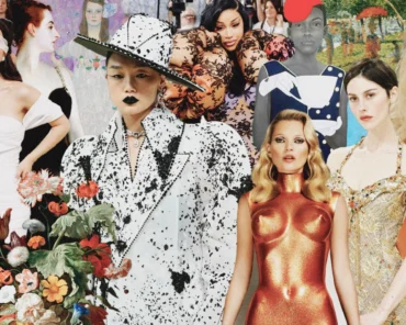 A themed exhibition display previewing the 2026 Met Gala's "Fashion Is Art" dress code