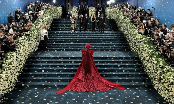The exterior of the Metropolitan Museum of Art during the Met Gala, representing the event's broader cultural significance