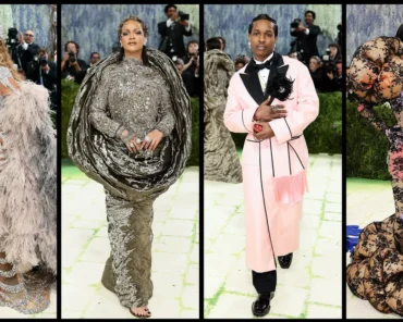 An elaborately themed Met Gala outfit, representing how the event's dress codes translate exhibition themes into fashion