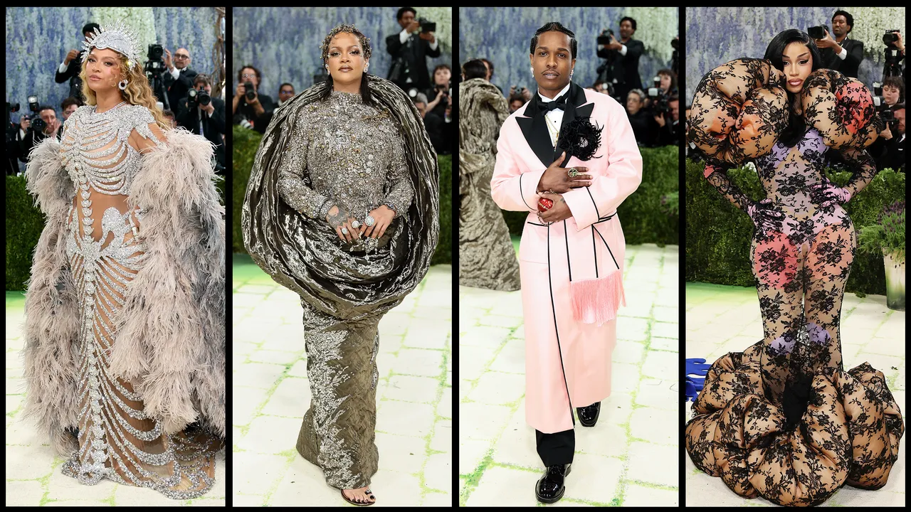 An elaborately themed Met Gala outfit, representing how the event's dress codes translate exhibition themes into fashion