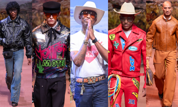 A Louis Vuitton runway show, representing Pharrell Williams' appointment as the house's menswear creative director