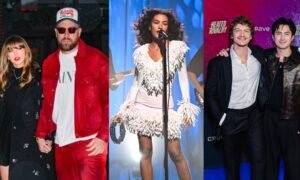 A red carpet lined with photographers at a major award show, representing fashion's growing centrality to these events