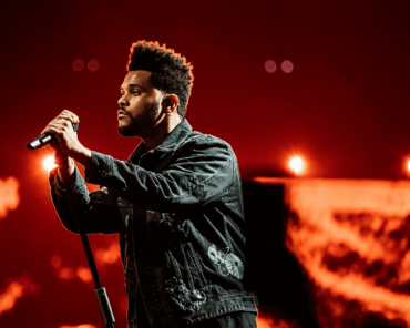 The Weeknd performing on a large stadium stage, representing his evolution from mixtapes to arena-level pop stardom